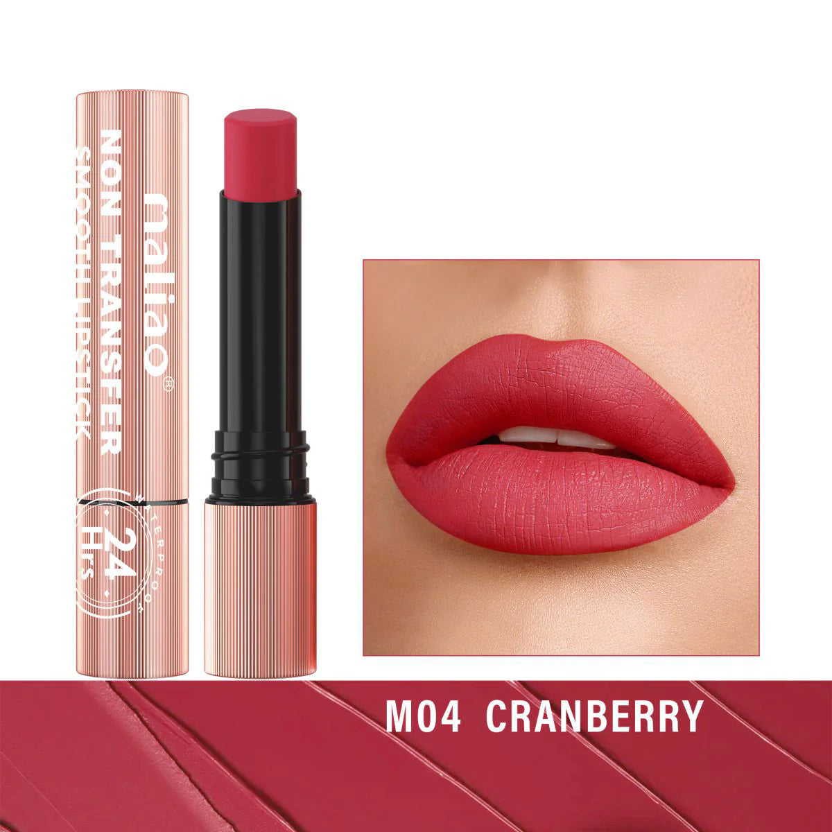 Maliao Long Lasting Non Transfer Smooth Lipstick 24HR Waterproof Wear