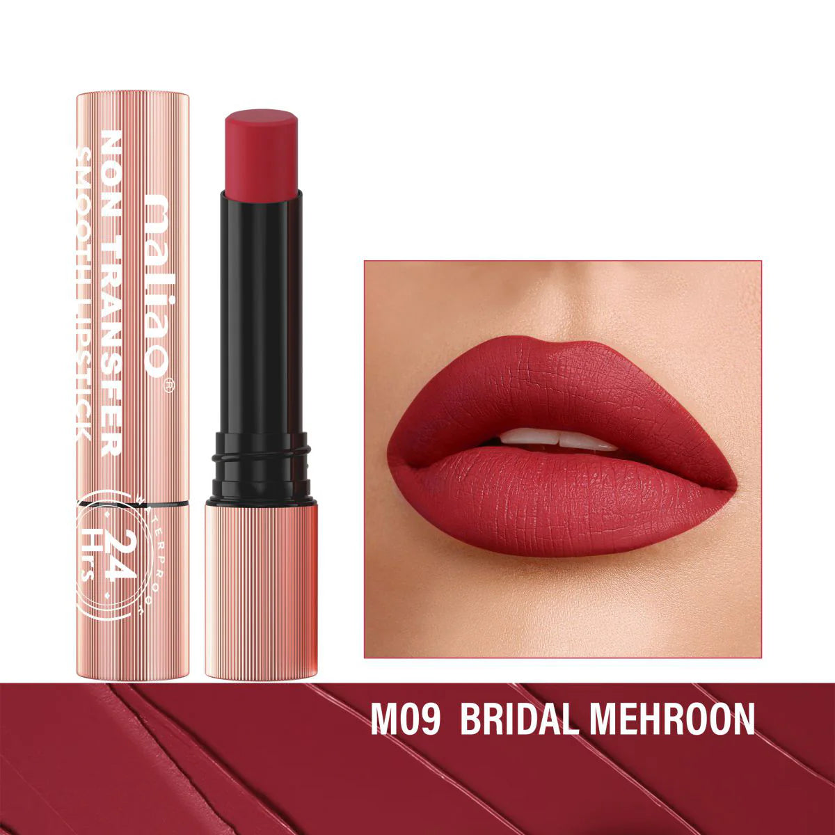 Maliao Long Lasting Non Transfer Smooth Lipstick 24HR Waterproof Wear
