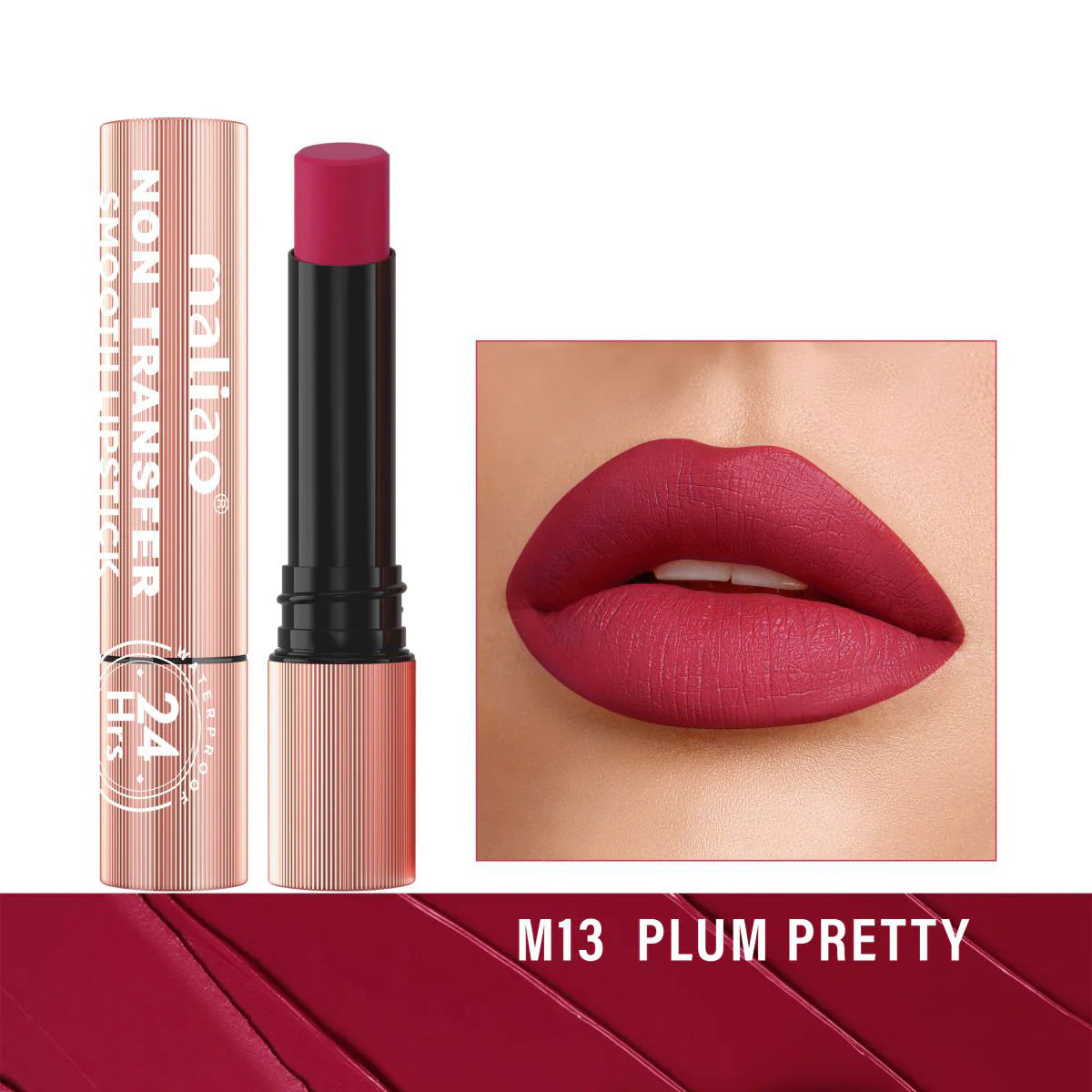 Maliao Long Lasting Non Transfer Smooth Lipstick 24HR Waterproof Wear