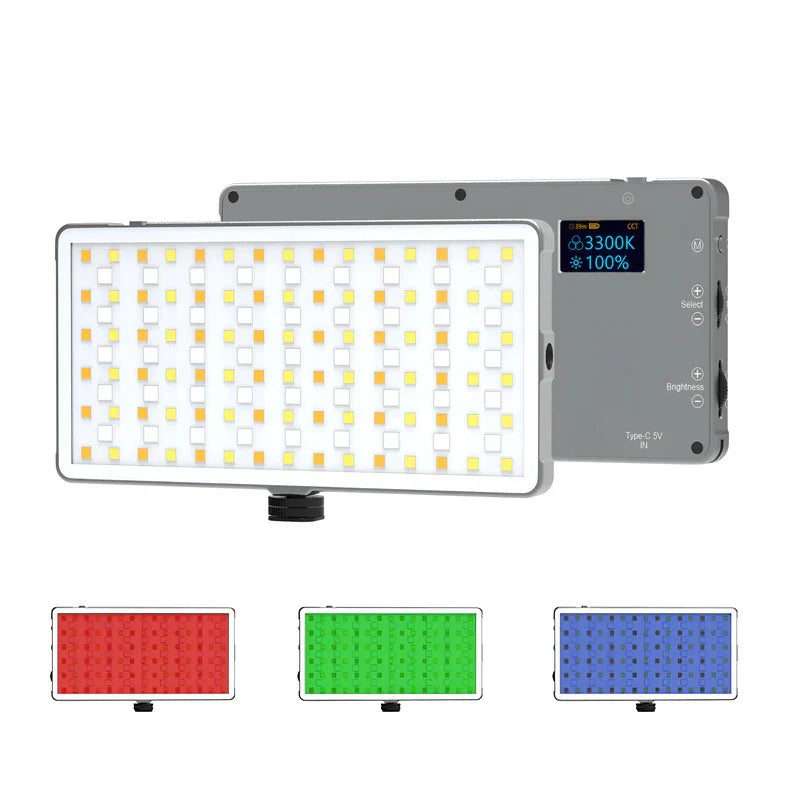 Digitek (LED-D135 ML) 12W Metal Body RGB LED Light with OLED Display, Adjustable Brightness & 360° Color Control, USB-C Charging, 21 Preset Effects, Multi-Scene Lighting for Photo & Video Shoots