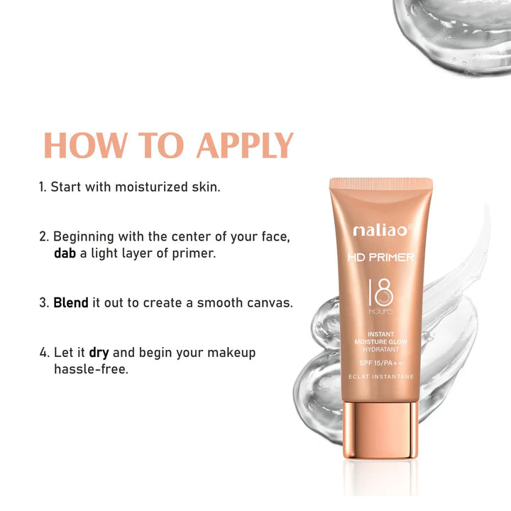 Maliao HD Primer - Instant Moisture Glow with SPF 15/PA++ for Flawless Skin