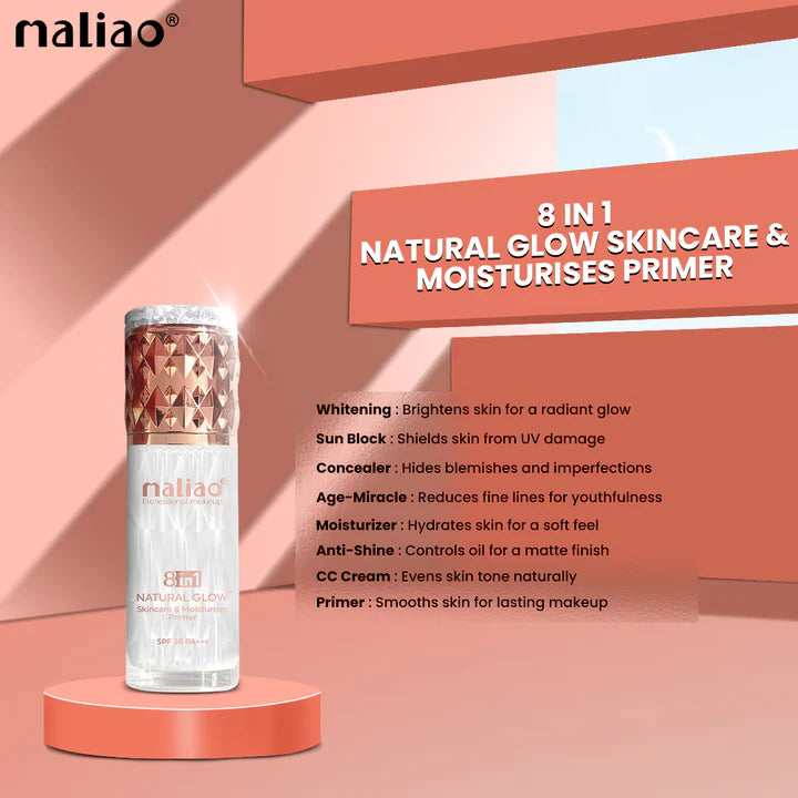 Maliao Natural Glow+ Primer - Skincare & Moisturizing Base with SPF 30 PA+++