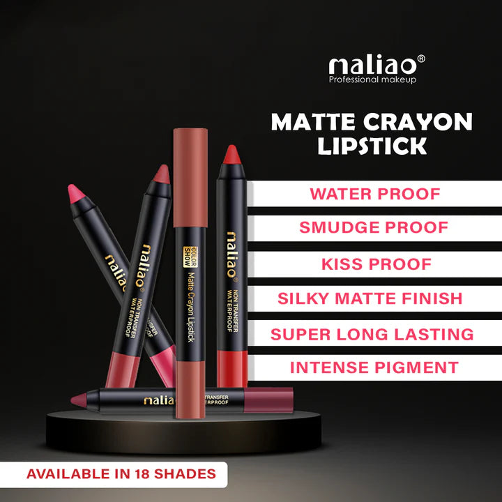 Maliao Matte Crayon Lipstick Non Transfer Waterproof Color Show