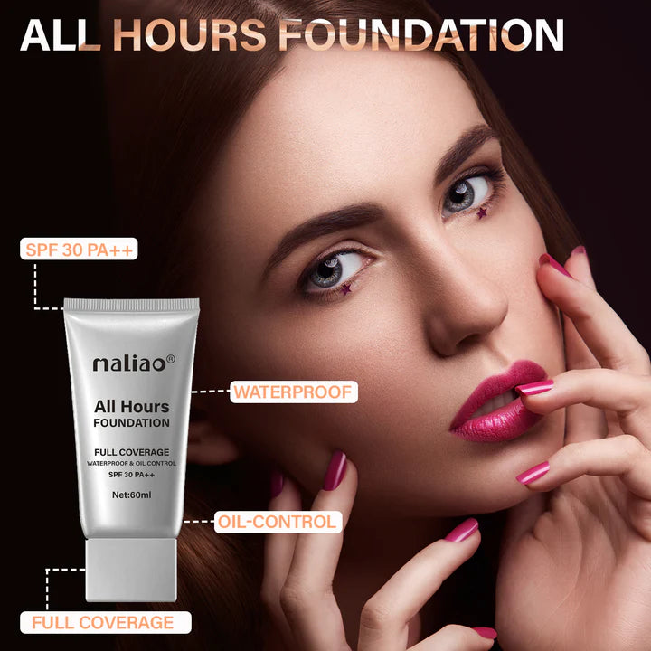 Maliao All Hours Foundation Full Coverage 60ml Tube