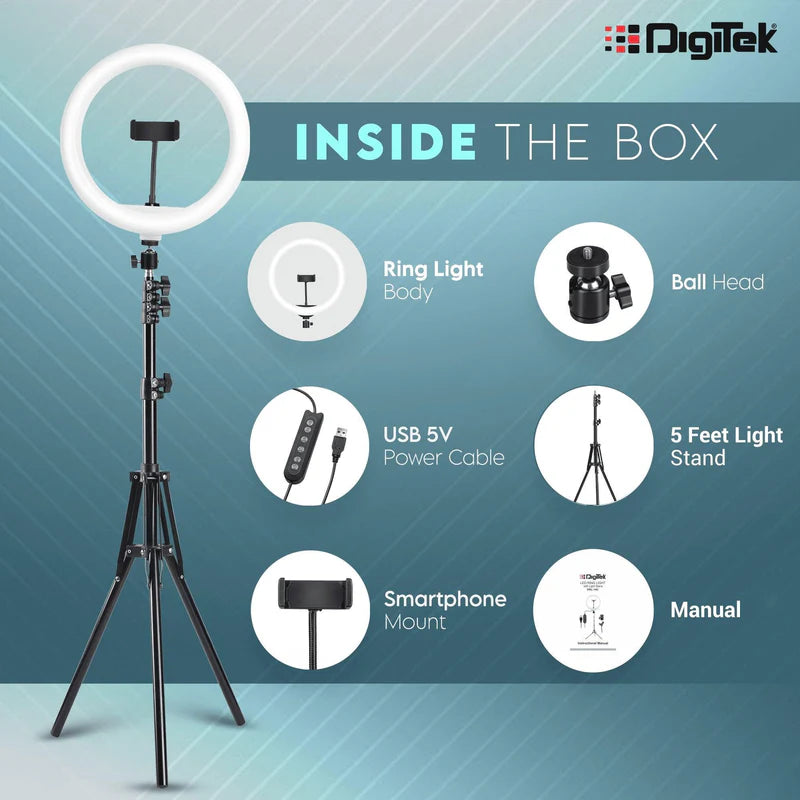 Digitek (DRL-14C) Professional (31cm) Dual Temperature LED Ring Light with Tripod Stand for YouTube, Photo-Shoot, Video Shoot, Live Stream, Makeup, Vlogging & More