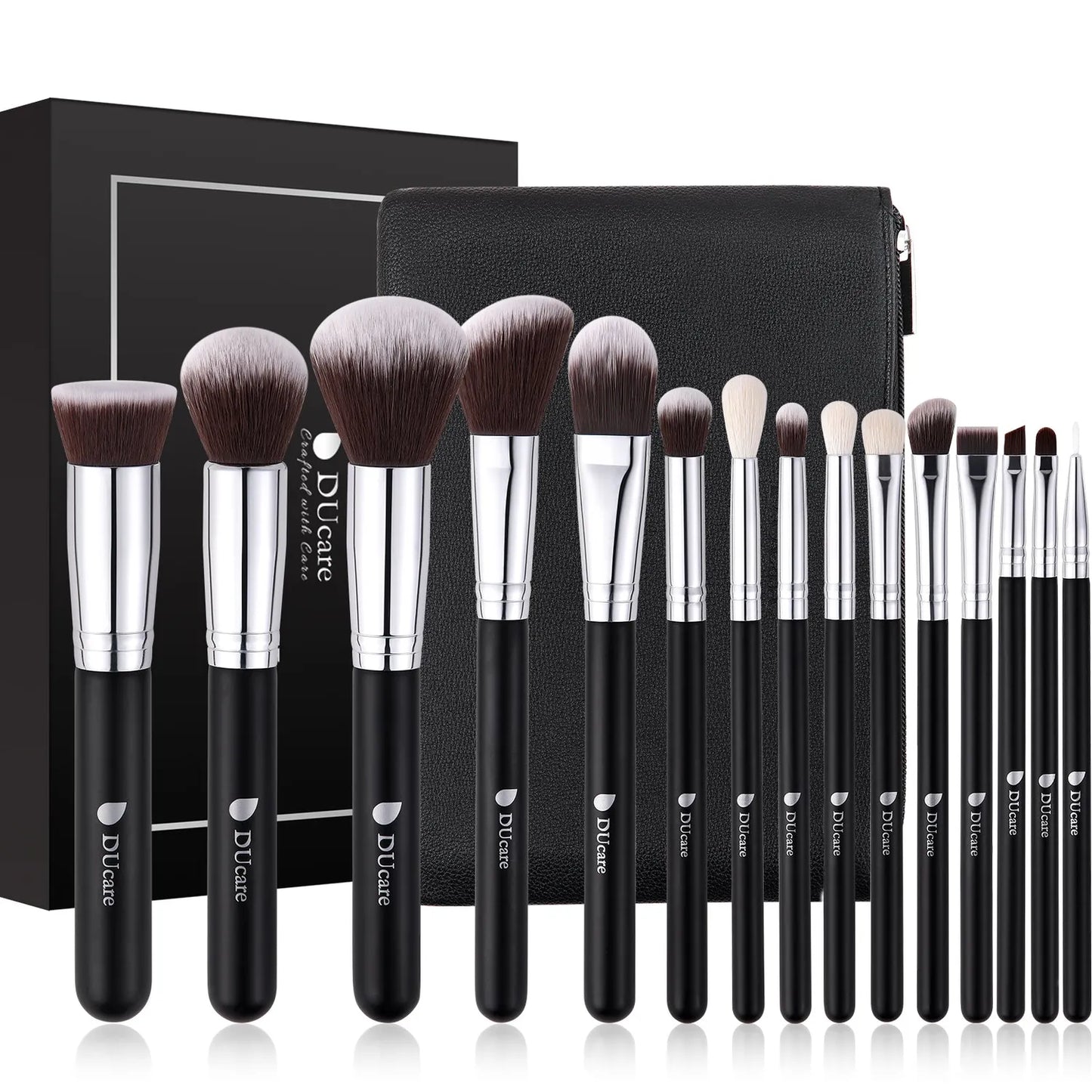 Ducare Classic Black Essential Face & Eye Brush Set (15PC)