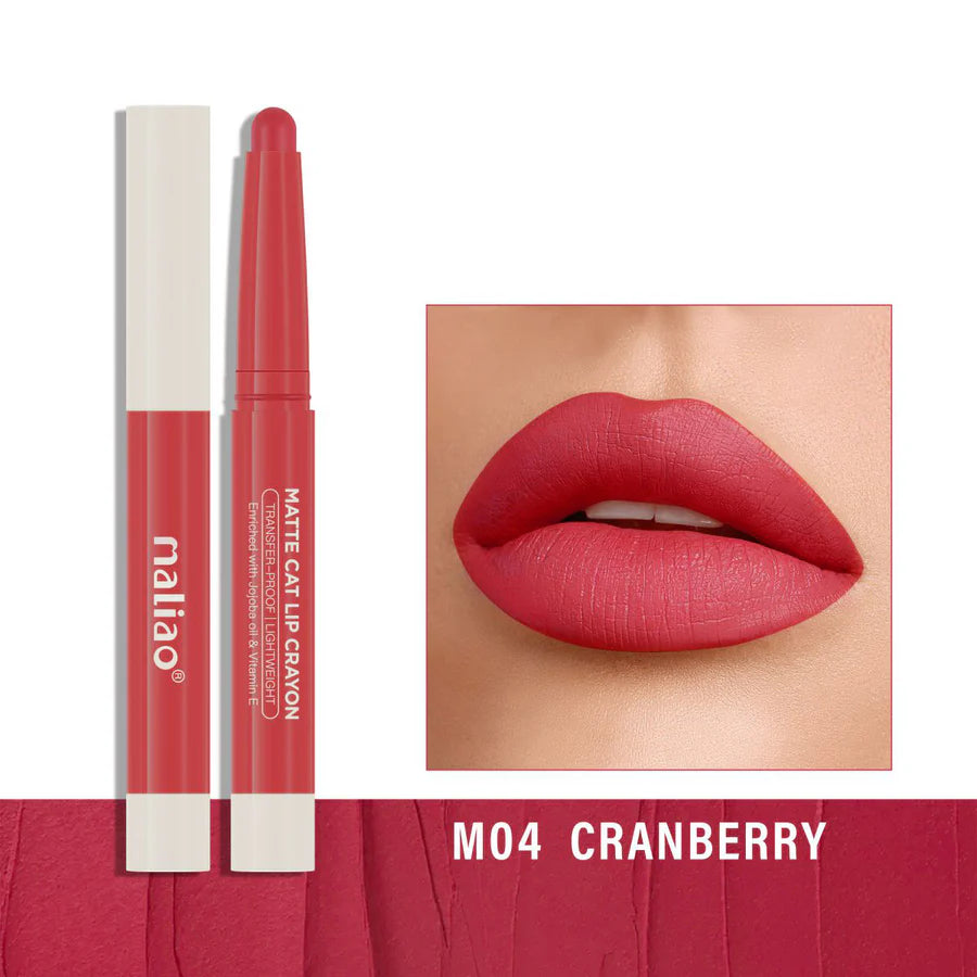 Maliao Matte Cat Lip Crayon Transfer Proof And Light Weight Long Lasting Color