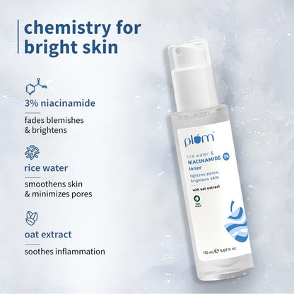 Plum 3% Niacinamide & Rice Water Toner for Bright Skin