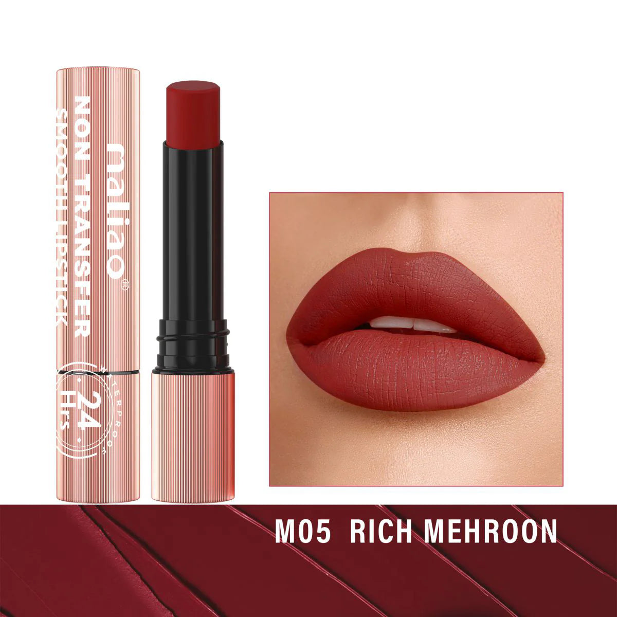Maliao Long Lasting Non Transfer Smooth Lipstick 24HR Waterproof Wear