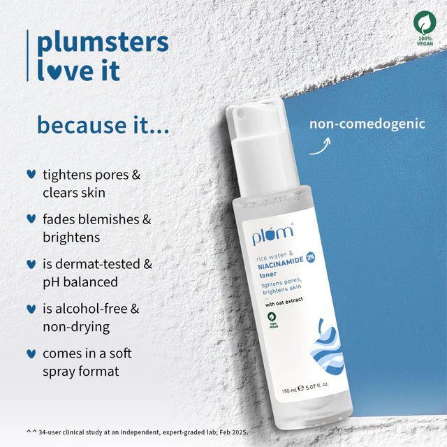 Plum 3% Niacinamide & Rice Water Toner for Bright Skin