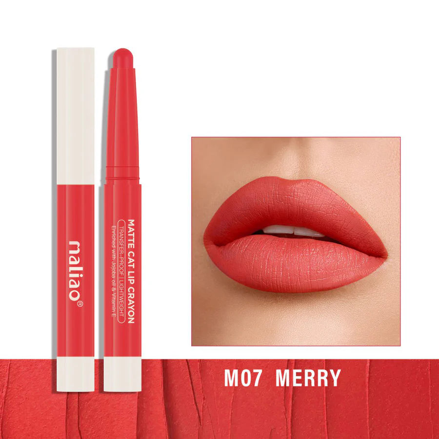 Maliao Matte Cat Lip Crayon Transfer Proof And Light Weight Long Lasting Color