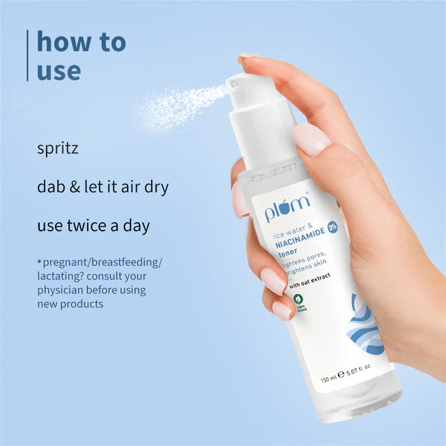 Plum 3% Niacinamide & Rice Water Toner for Bright Skin