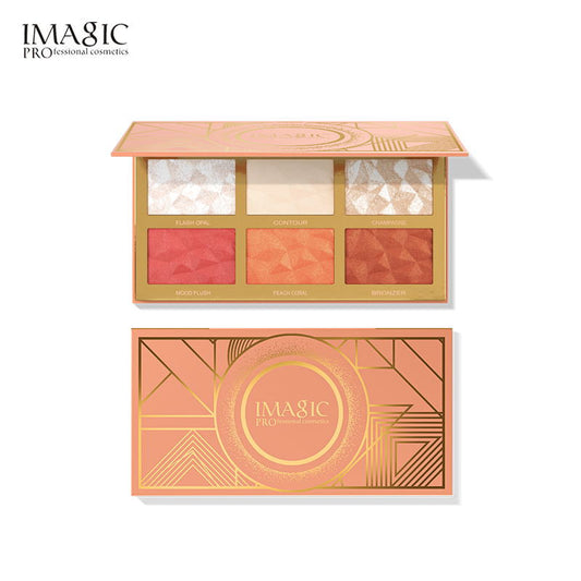 Imagic Professional Highlighter, Blush and Contour 6 Color Palette