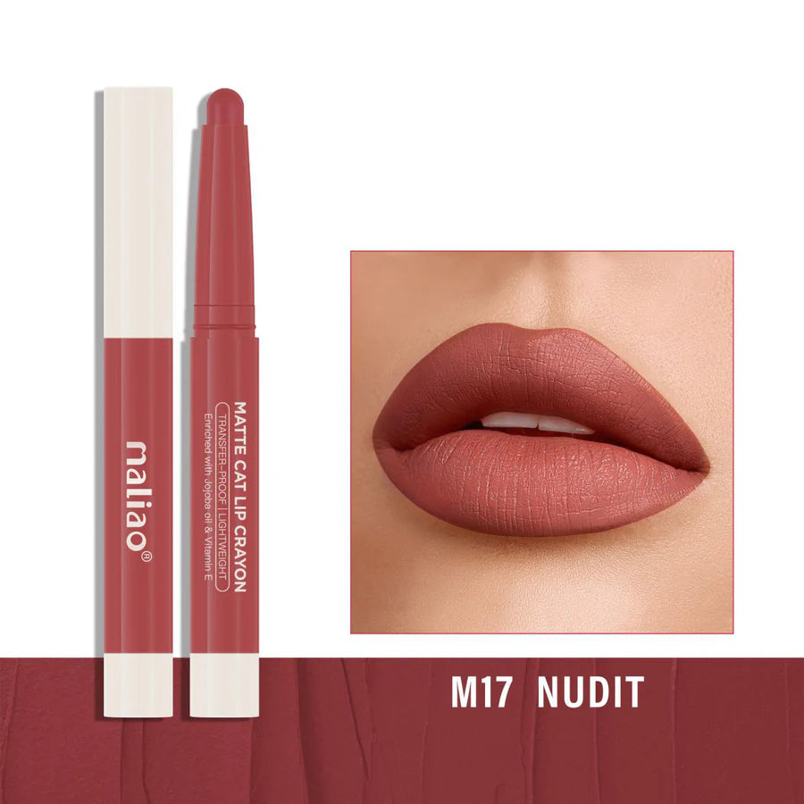 Maliao Matte Cat Lip Crayon Transfer Proof And Light Weight Long Lasting Color