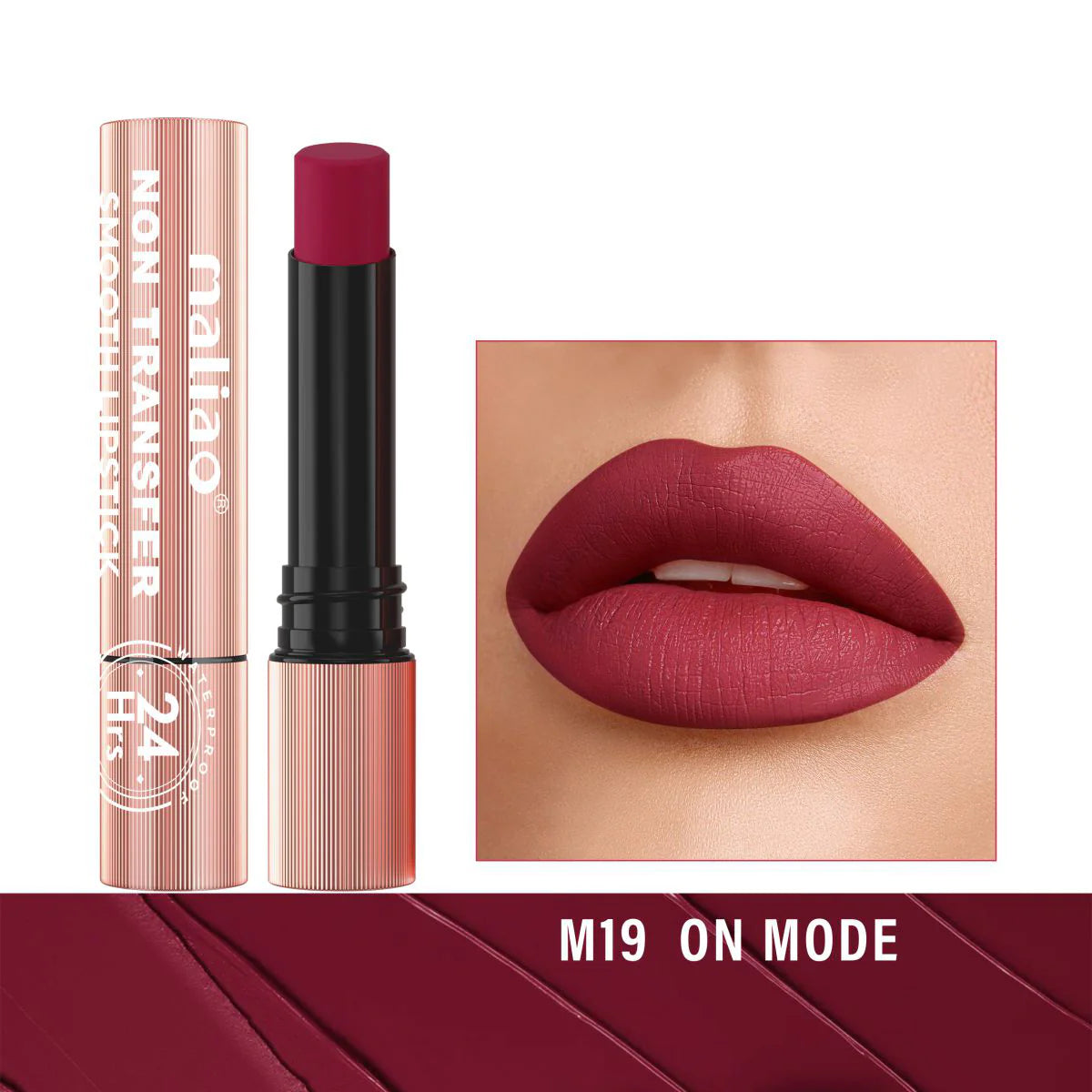 Maliao Long Lasting Non Transfer Smooth Lipstick 24HR Waterproof Wear