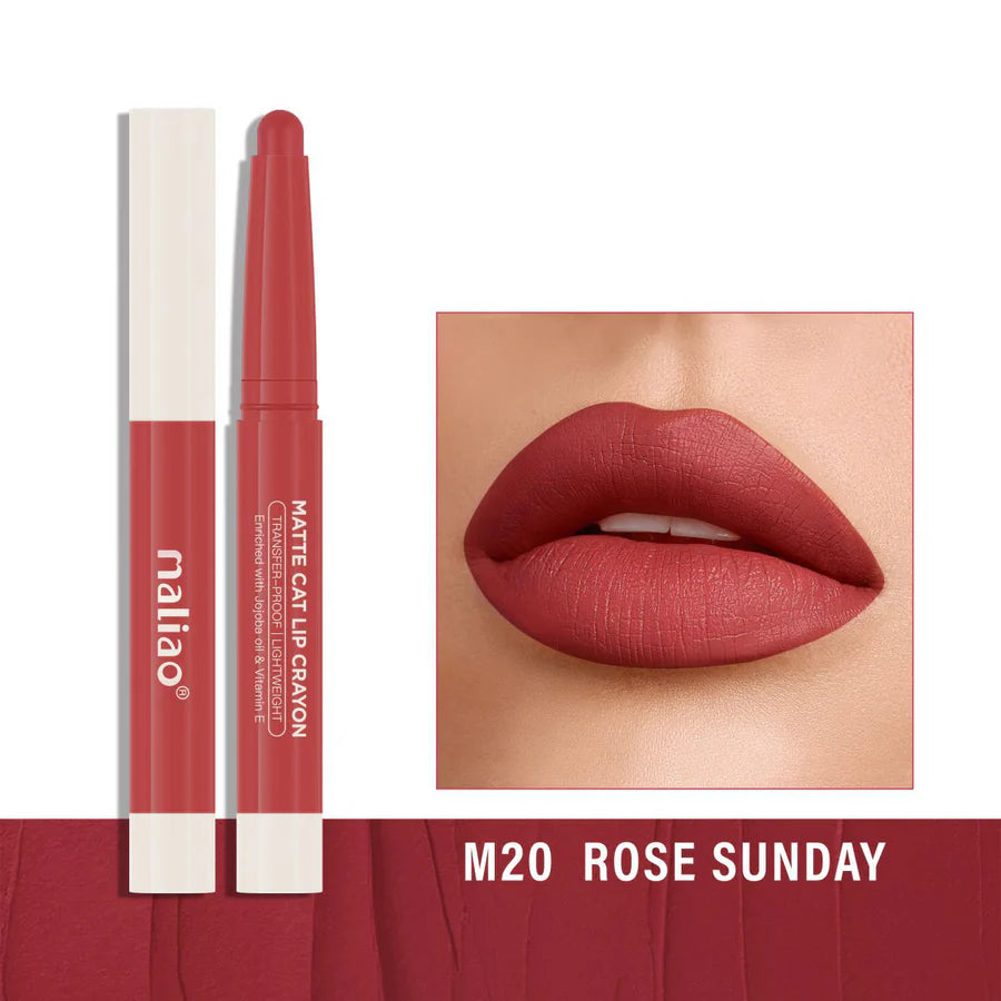 Maliao Matte Cat Lip Crayon Transfer Proof And Light Weight Long Lasting Color