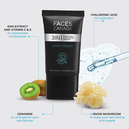 Faces Canada 3in1 Dewy Primer Kiwi Extracts And Hyaluronic Acid