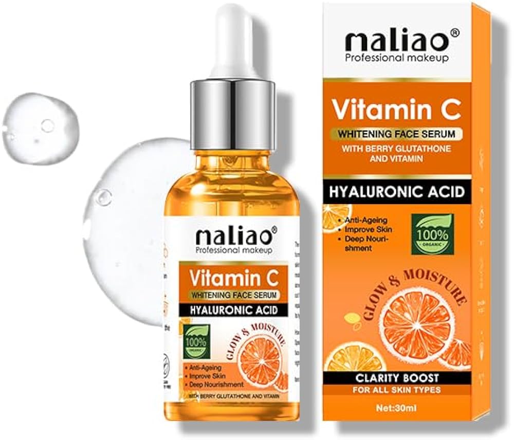 Maliao Vitamin C Face Serum | Whitening & Brightening | Anti-Aging with Hyaluronic Acid & Glutathione | Deep Nourishment | Improves Skin