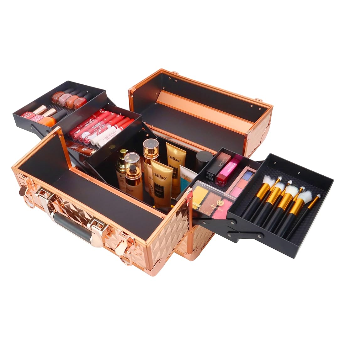 Makeup Organizer Box Cosmetic Storage Case For Women Girls Vanity Kit Bag For Bride Professional Large Box For Makeup & Beauty Accessories,