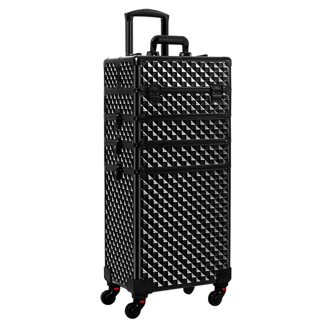 Professional Rolling Makeup Trolley, Cosmetic Vanity Trolley, Travel Case & Key Lockable Artist Hairdressing/Makeup Artist/Nail Artist, 360° (4) Wheels(All Black) (4 in 1)