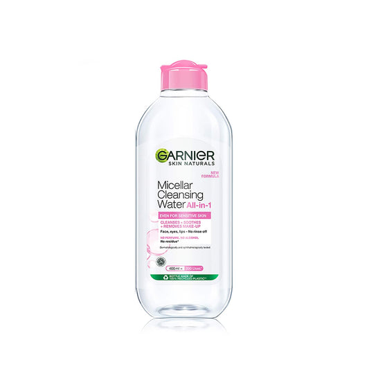 Garnier Micellar Water - Gentle Cleanser For Sensitive Skin, Get 100% Clean Skin - 400ml