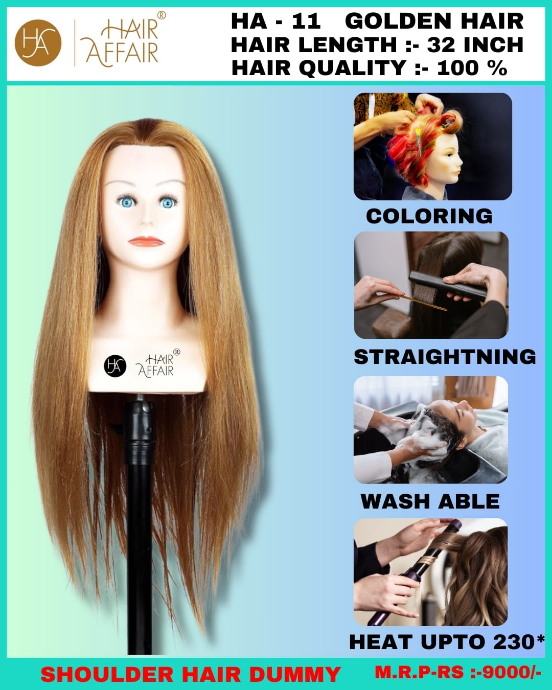 Hair Affair Hair style Practice Dummy, 100%,