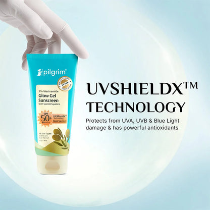 PILGRIM GLOW GEL SUNSCREEN 2% NIACINAMAIDE SPF 50+ PA++++