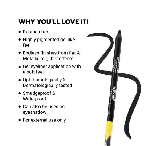 Recode Turning Heads Black Crayon Gel Eyeliner Kajal Pencil,