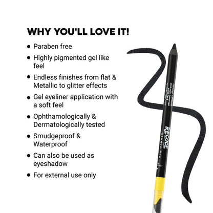 Recode Turning Heads Black Crayon Gel Eyeliner Kajal Pencil,