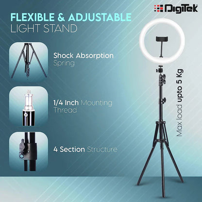 Digitek (DRL-14C) Professional (31cm) Dual Temperature LED Ring Light with Tripod Stand for YouTube, Photo-Shoot, Video Shoot, Live Stream, Makeup, Vlogging & More