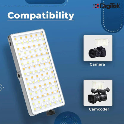 Digitek (LED-D135 ML) 12W Metal Body RGB LED Light with OLED Display, Adjustable Brightness & 360° Color Control, USB-C Charging, 21 Preset Effects, Multi-Scene Lighting for Photo & Video Shoots