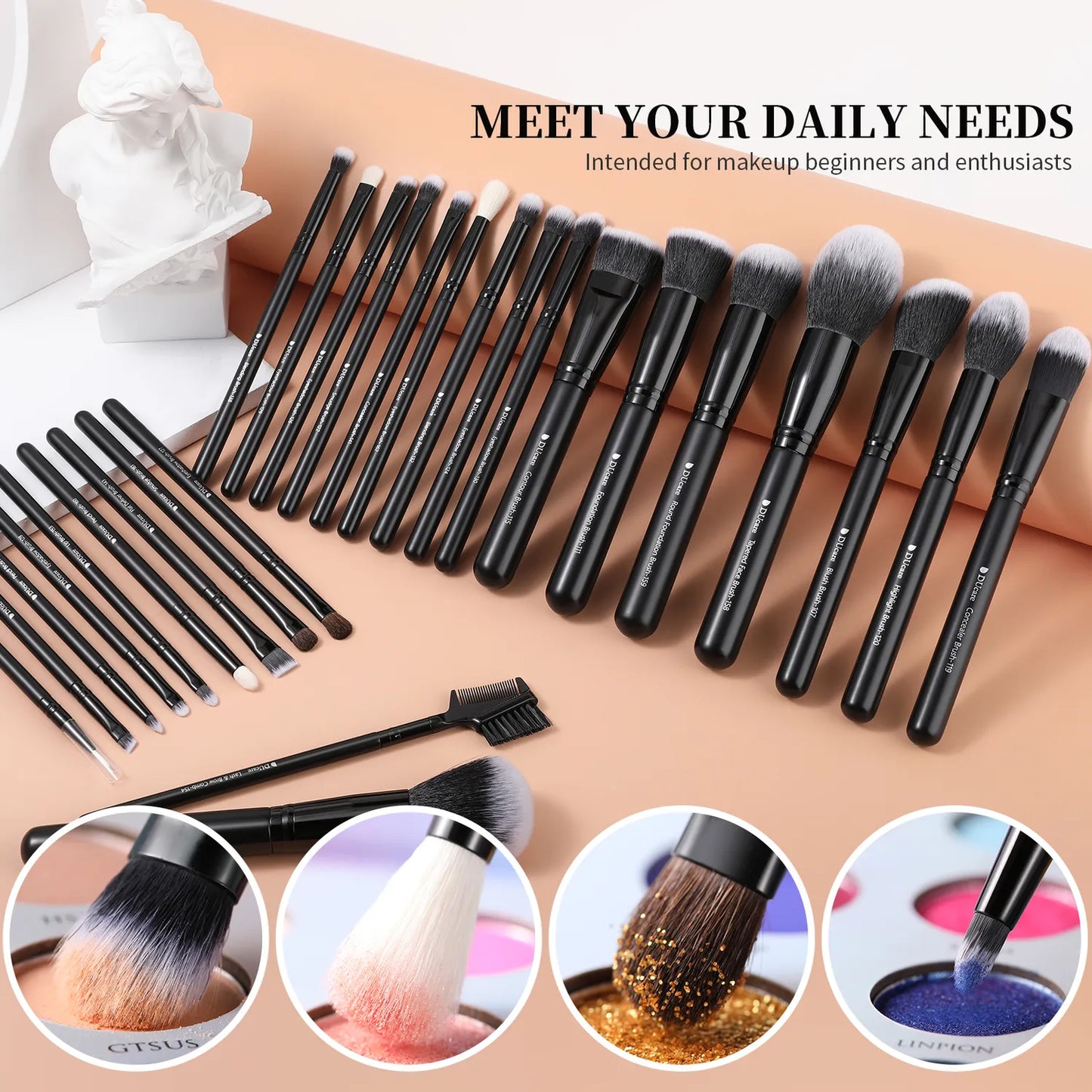 Ducare Dark & Angel Premium Soft 27-Piece Eye & Face Brush Set