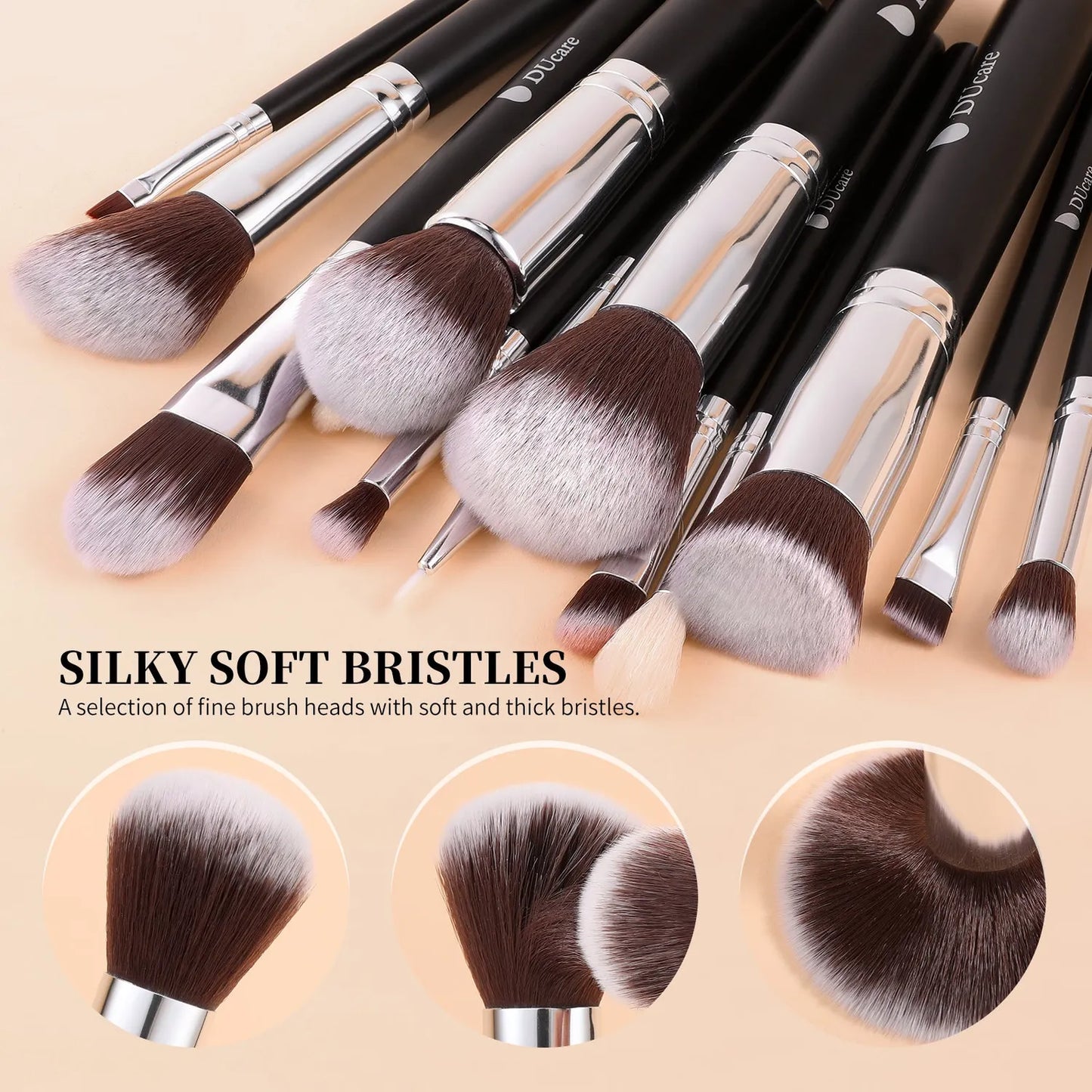 Ducare Classic Black Essential Face & Eye Brush Set (15PC)