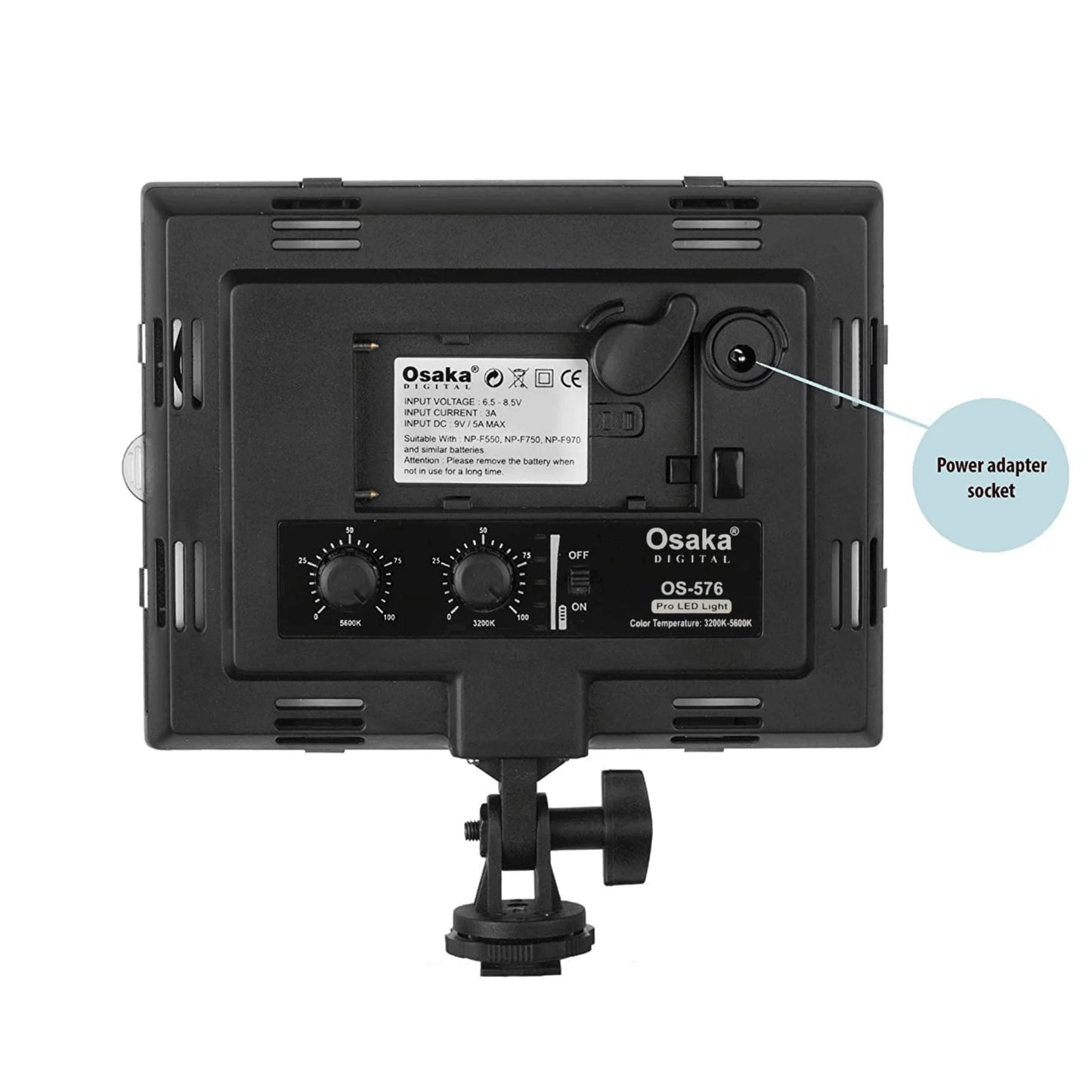 Osaka 576 Slim Pro led video light with Battery and Charger