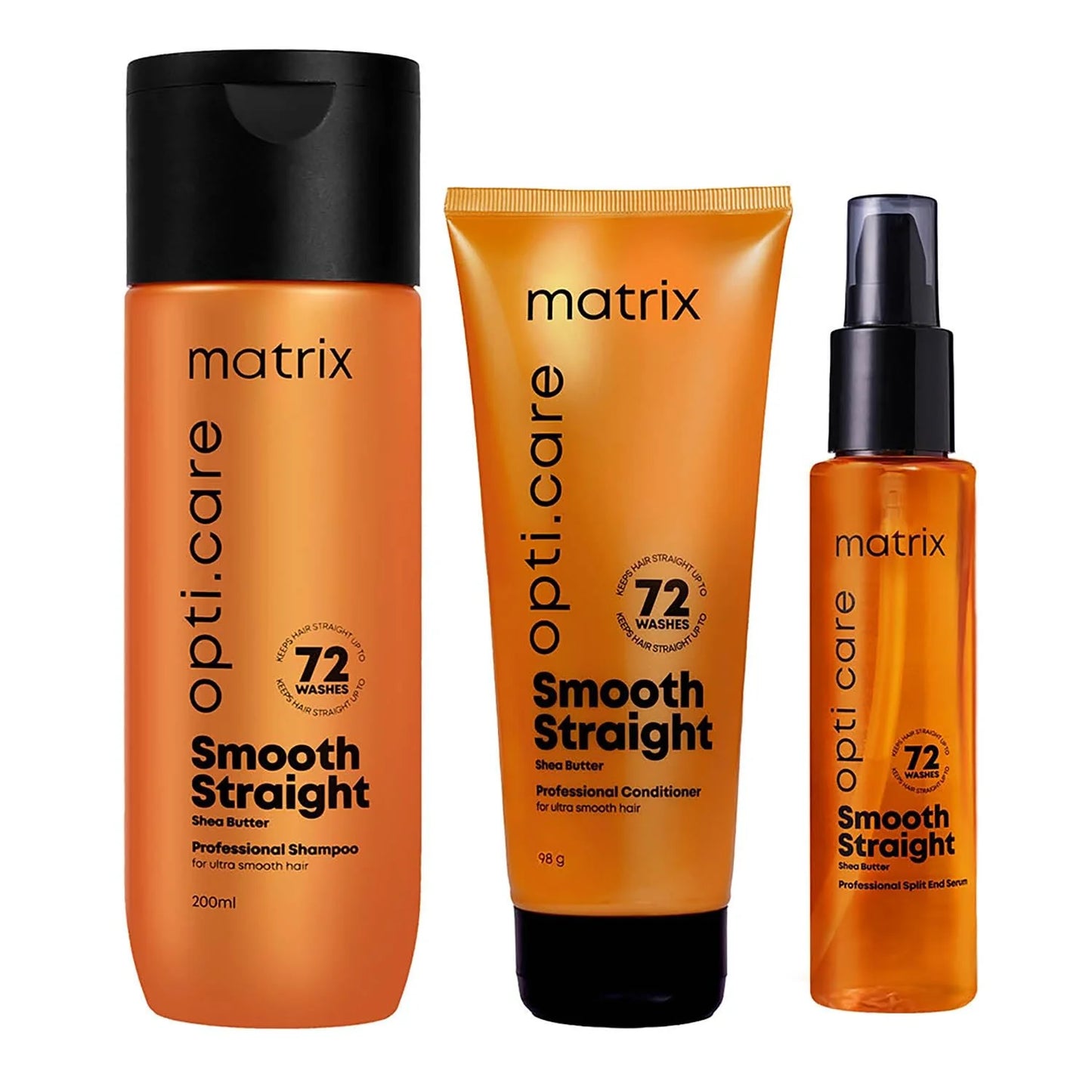 Matrix Opti Care Smooth Straight Shampoo350ml, Conditioner 98g, Hair Serum, Combo
