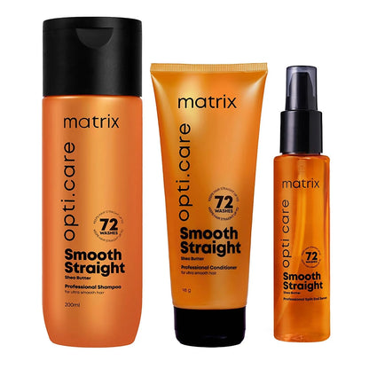 Matrix Opti Care Smooth Straight Shampoo350ml, Conditioner 98g, Hair Serum, Combo